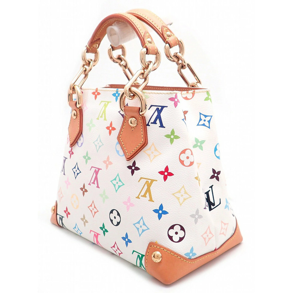 Louis Vuitton Audra Handbag Chain White Blanc Tote Monogram Multicolor Bag